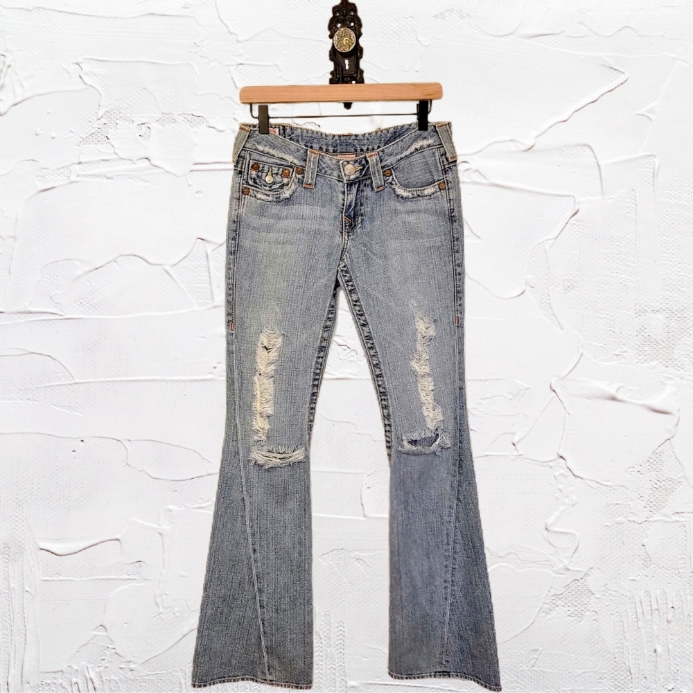 True Religion Women's Distressed Flare Jeans / Size 27 / Joey